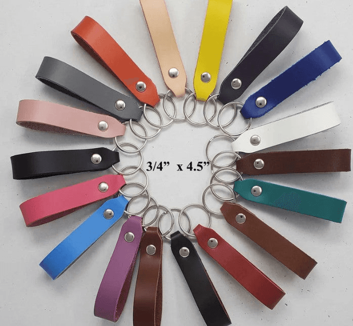 Long Leather Strap Keychain - Custom Engraved
