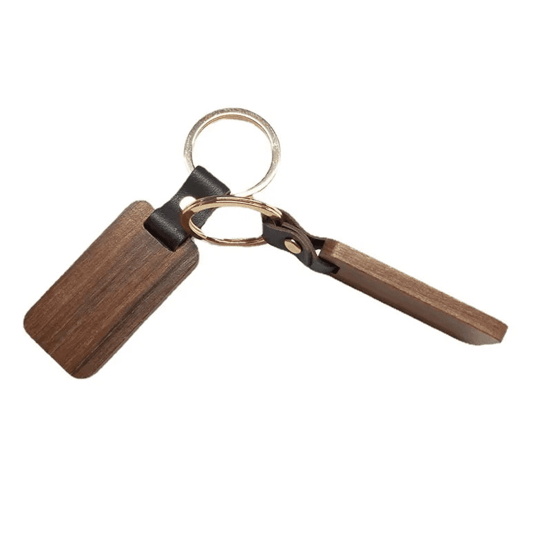 Custom Engraved Wood Keychain — detail