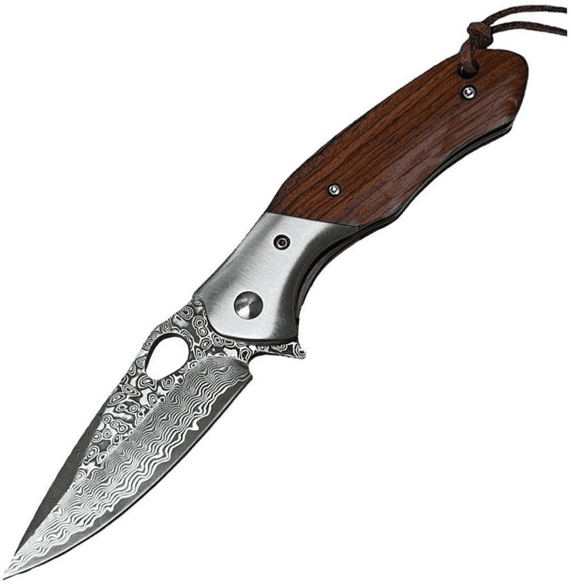 Linerlock Damascus Wood